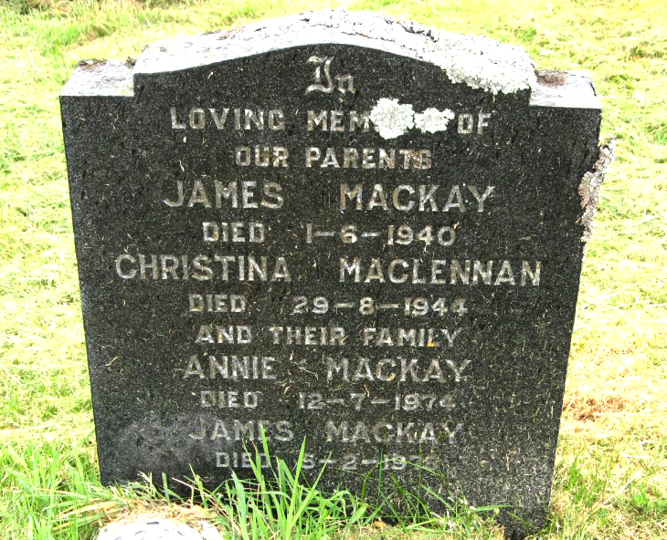 Photo of headstones/Christina Maclennan d1944 hdstn Suddie Black Isle